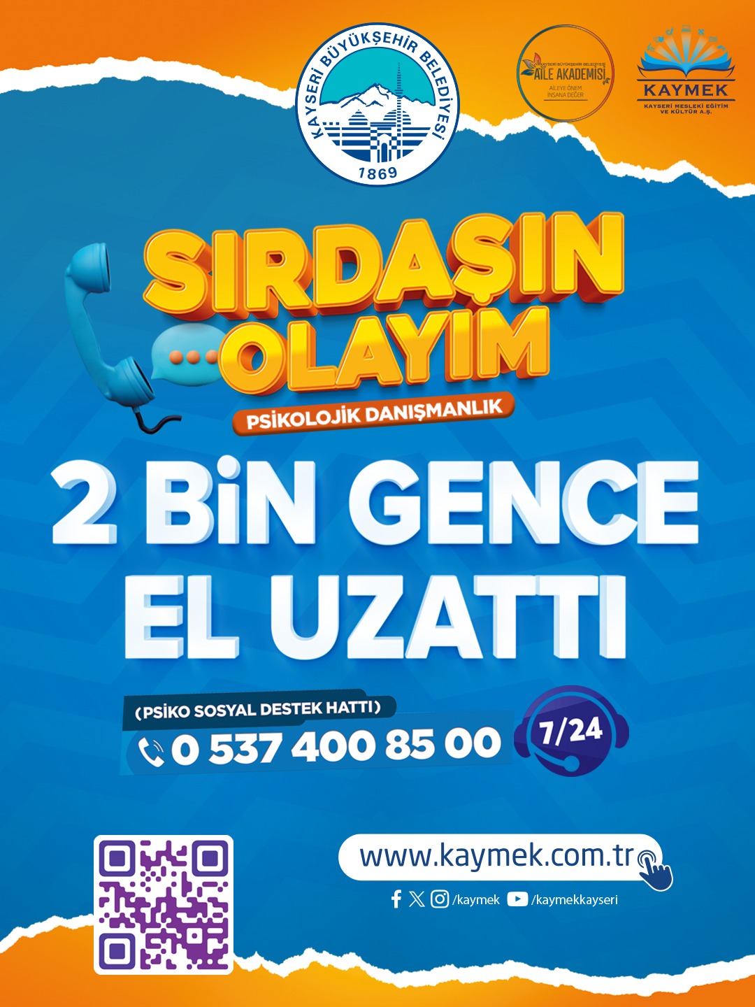 Kayseri Büyükşehir'in 'Sırdaşın Olayım' Projesi 2 Bin Gence Ulaştı
